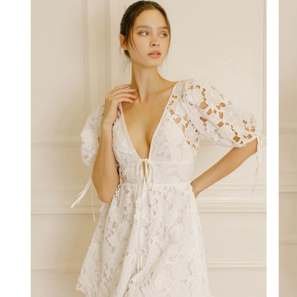 Floral Lace tie back mini dress